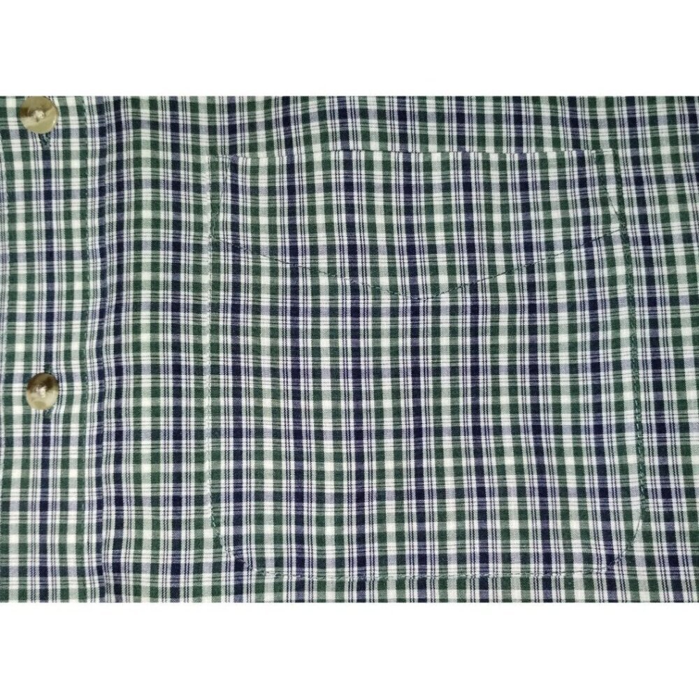 Arrow Wrinkle Free Blue/Green Plaid Button Up Short Sleeved Shirt (XLT) - Picture 3 of 5